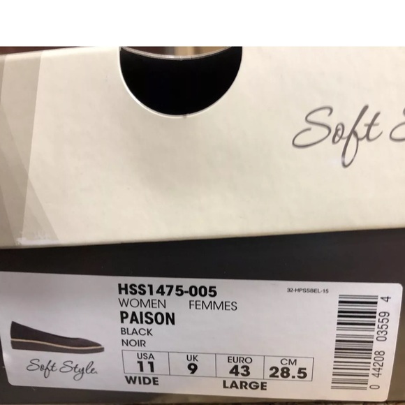 Soft Style Women’s Paison Black Ballet Flats, Size 11 Wide. - Picture 5 of 5